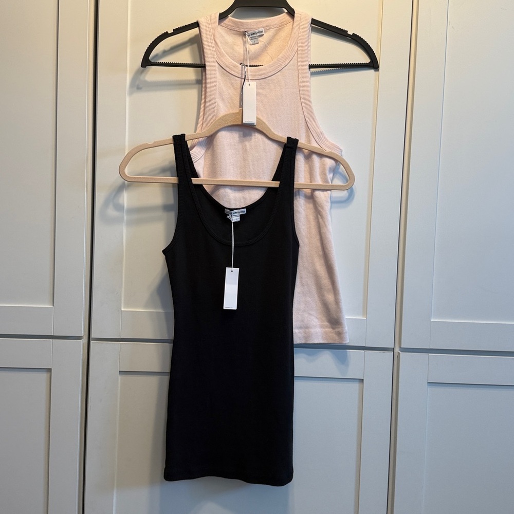 NWT Bundled 2 James Perse Ribbed Tank Tops - Black & Light Ballet Pink